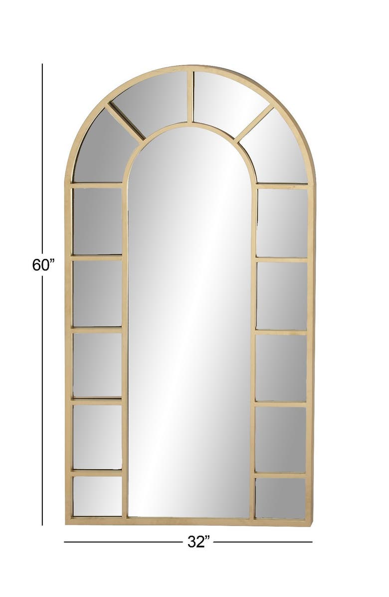 SONOMA SAGE HOME Goldtone Metal Windowpane Inspired Wall Mirror with Arched Top, Alternate, color, 