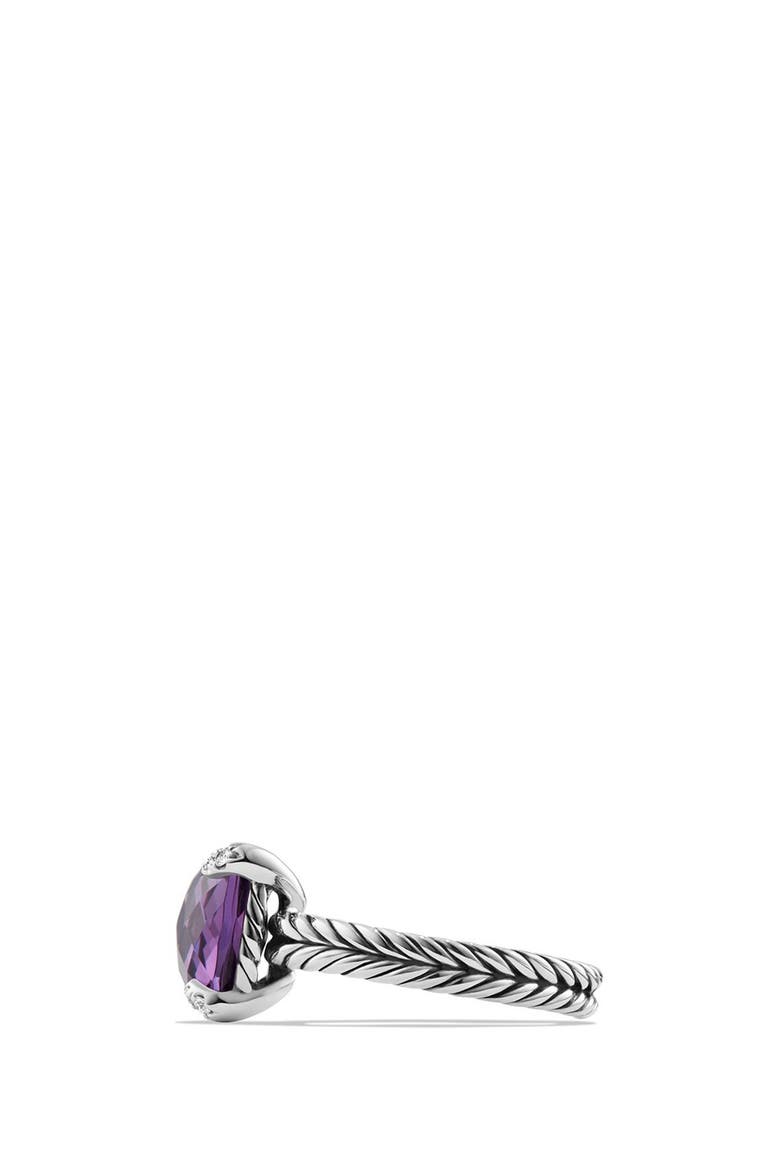 Châtelaine Ring with Semiprecious Stone & Diamonds, Alternate, color, SILVER/ AMETHYST