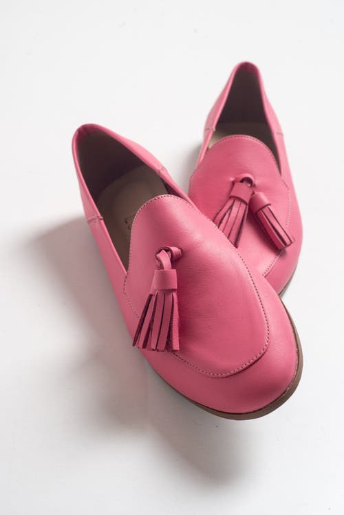 Forever & Always Shoes Mona Soft Leather Tassel Loafer In Pink Leather