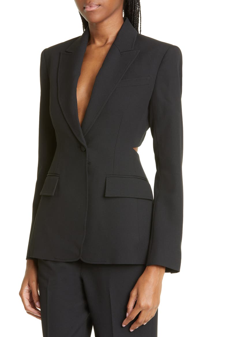 Carlyle Cutout Back Blazer, Alternate, color, BLACK