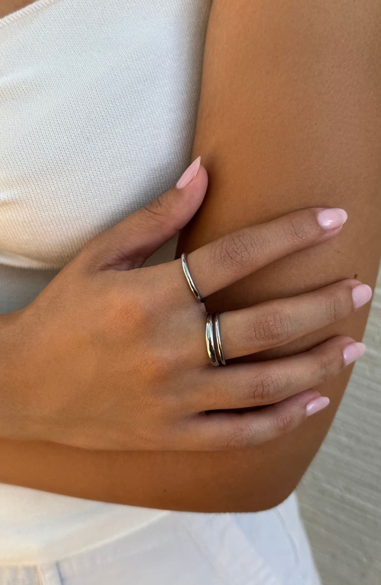 Adornia Set of 3 Stackable Band Rings, Alternate, color, Silver