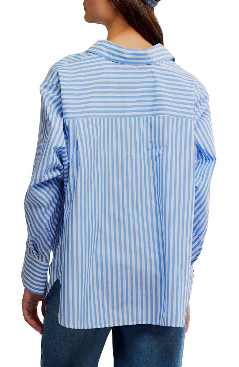 Free People Sabine Tailored Stripe Button-Up Shirt, Alternate, color, Oxford Stripe - Blue
