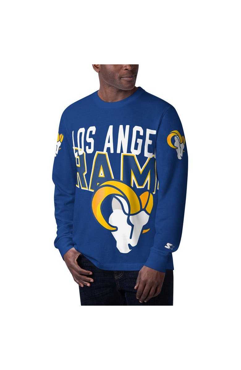 STARTER Men's Starter Royal Los Angeles Rams Clutch Hit Long Sleeve T-Shirt, Main, color, Royal
