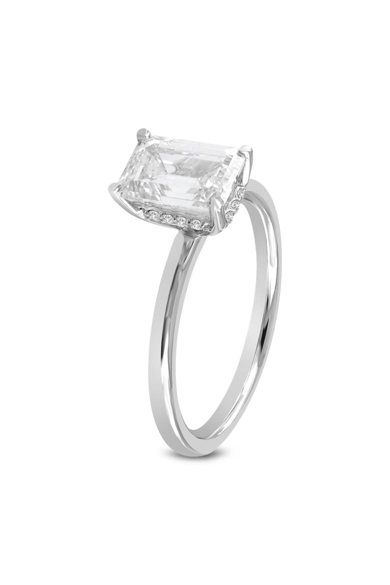 Delphine 14K White Gold Emerald Cut Lab Grown Diamond Hidden Halo Engagement Ring - 2.1 ctw, Alternate, color, 14K White Gold