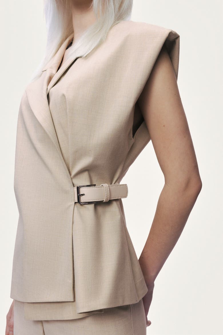Belted Double Breasted Vest, Alternate, color, Ivory