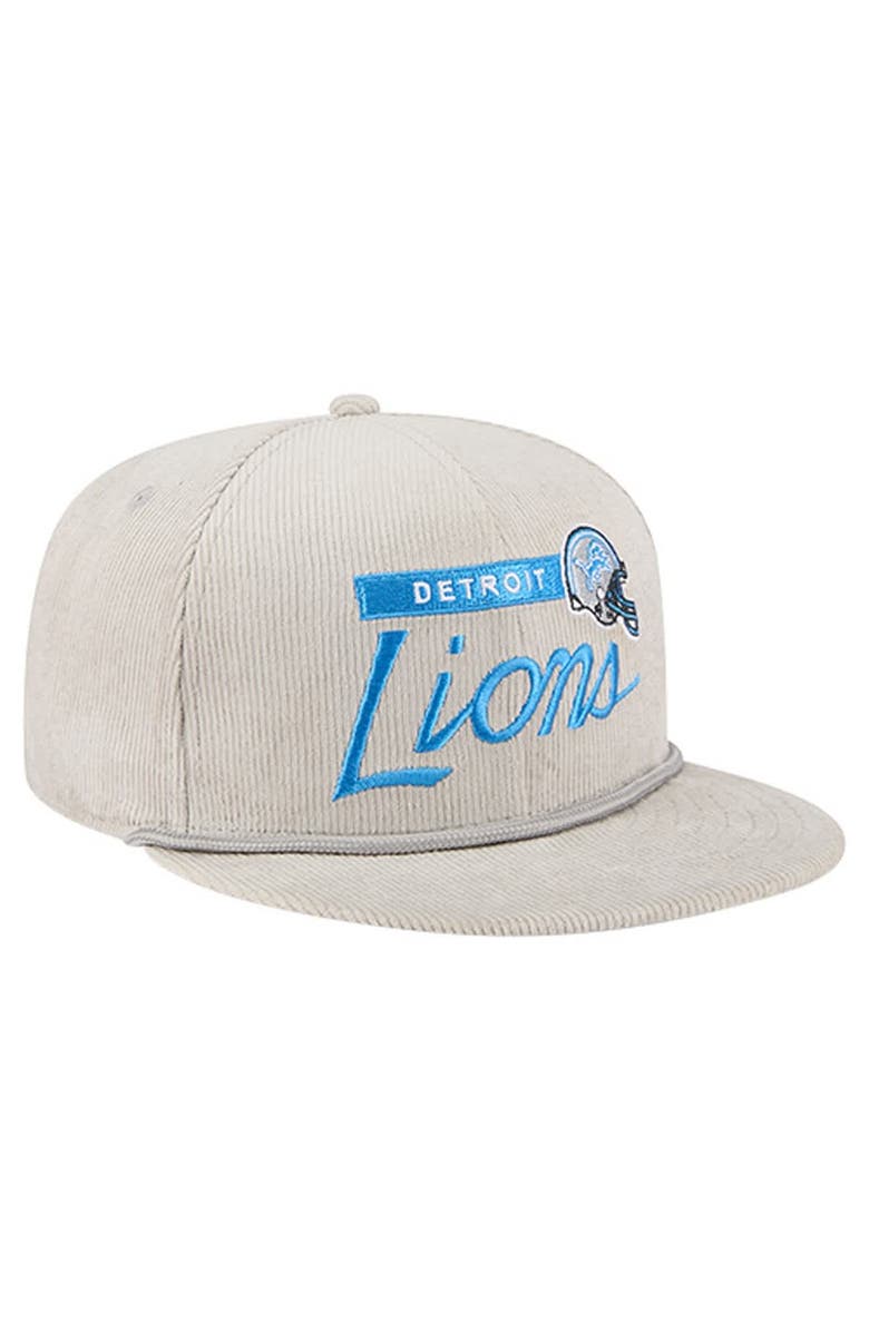 New Era Men's New Era Gray Detroit Lions Cord Rope Corduroy 9FIFTY Snapback Hat, Alternate, color, Gray