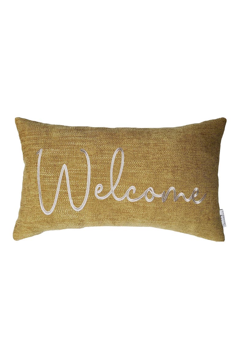 Sentiments Welcome Embroidered Accent Pillow, Main, color, YELLOW