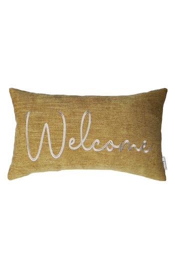Studiochic Sentiments Welcome Embroidered Accent Pillow In Green