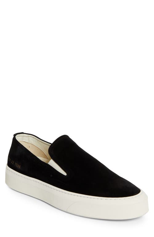 Common Projects Suede Slip-on Sneaker In 7506 Black/white Sole