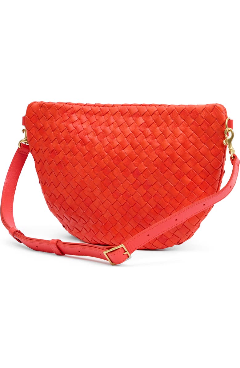 Clare V. Grande Woven Leather Belt Bag, Alternate, color, Bright Poppy
