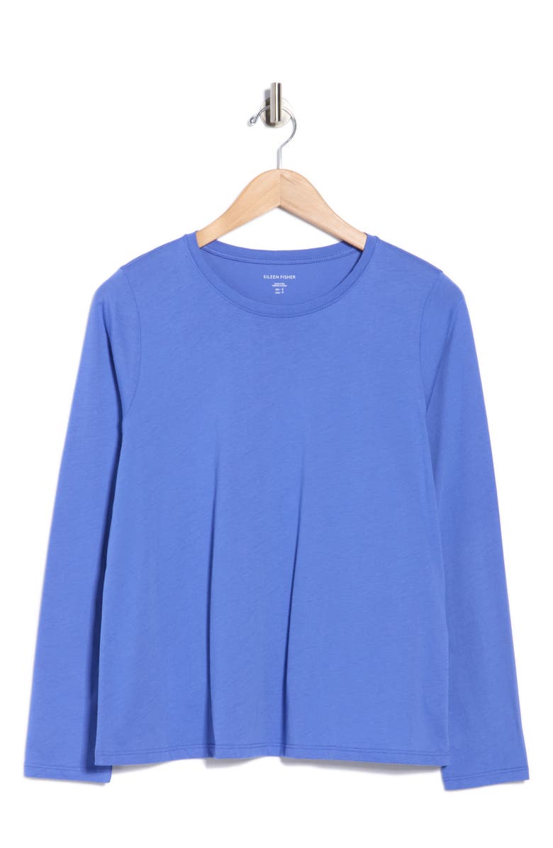 Eileen Fisher Organic Cotton Long Sleeve T-Shirt, Alternate, color, Blue Star
