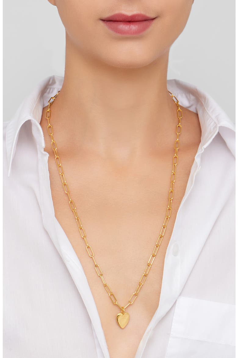 Paperclip Heart Pendant Necklace, Alternate, color, YELLOW