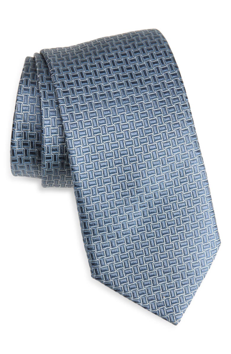 Canali Geometric Silk Tie, Main, color, Light Blue