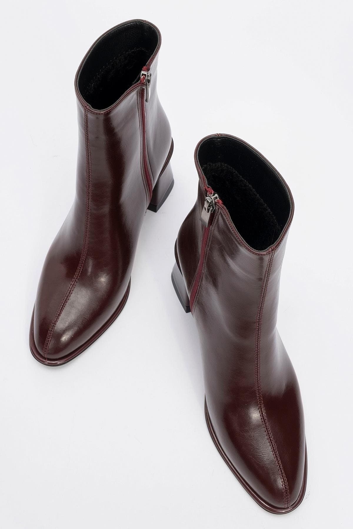 Maura Block Heel Boot, Alternate, color, Burgundy Faux Leather