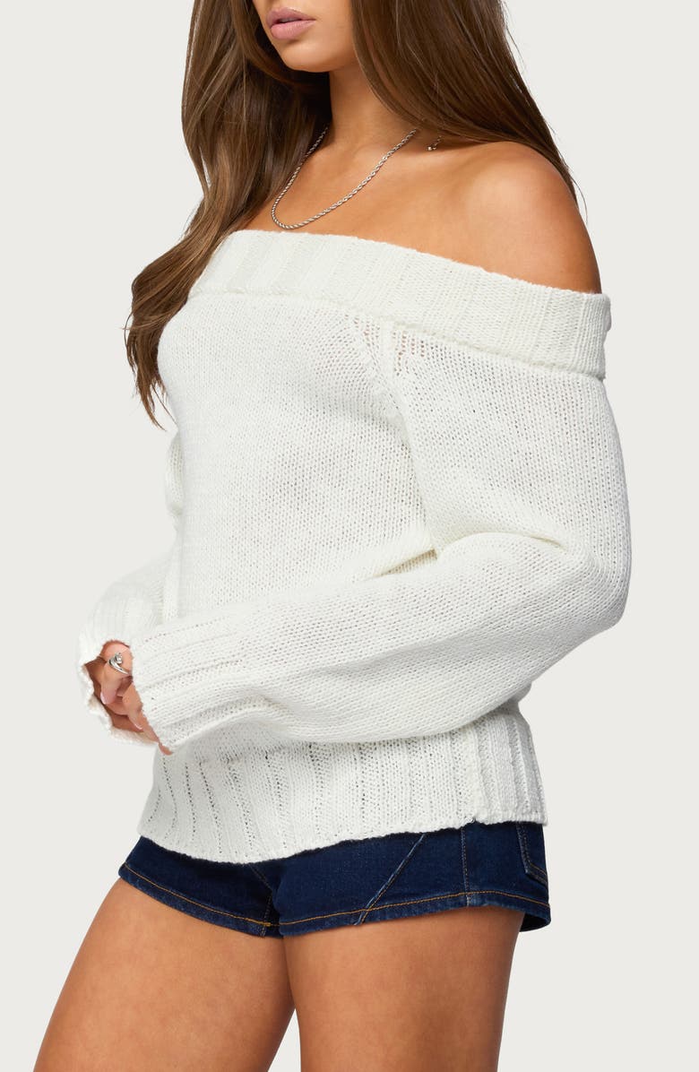 EDIKTED Noemi Off the Shoulder Sweater, Alternate, color, White