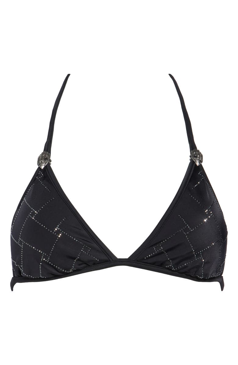 Kurt Geiger London Rhinestone Quilted Triangle Bikini Top, Alternate, color,
