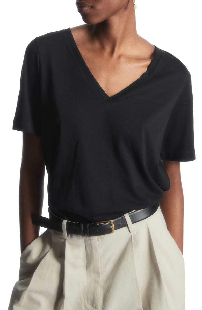 COS Organic Cotton V-Neck T-Shirt, Main, color, 