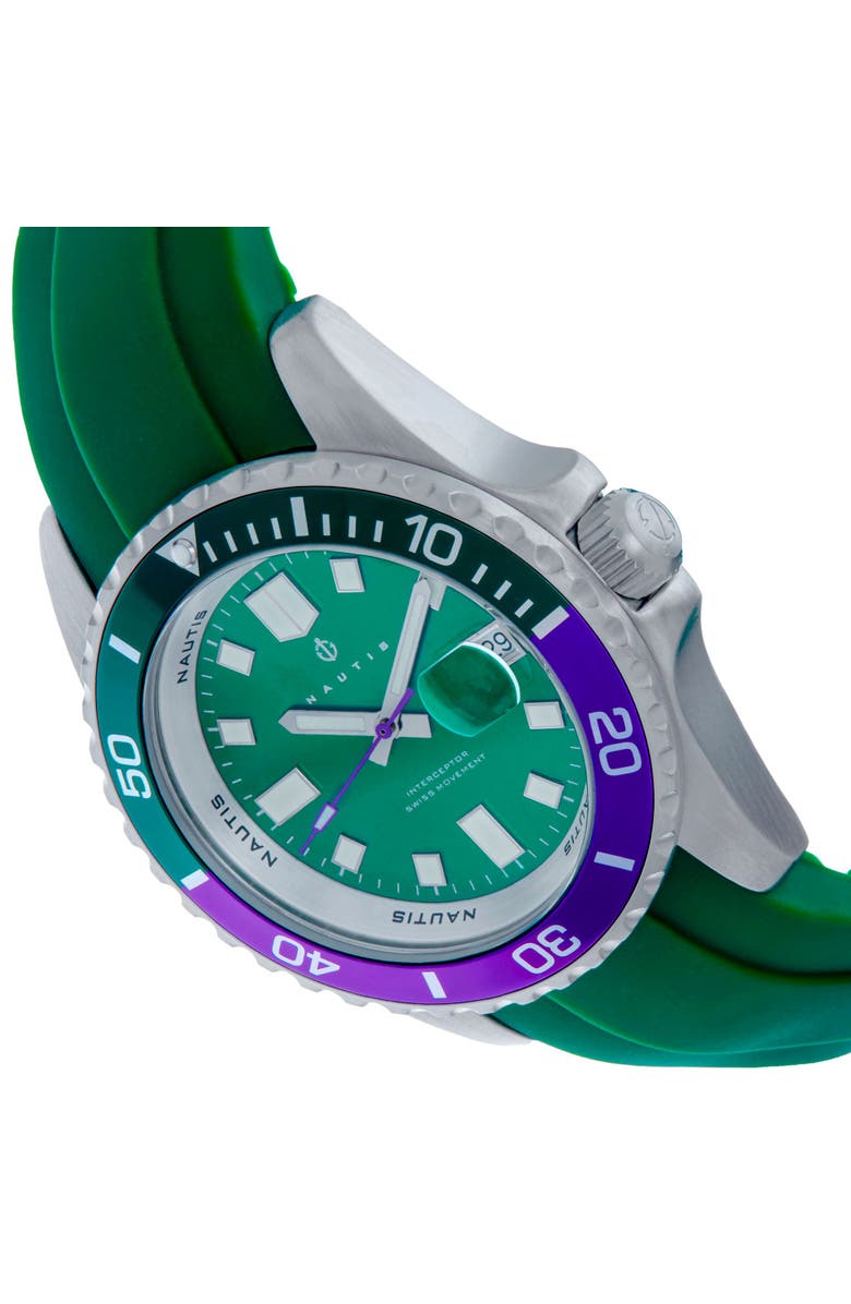 Nautis Interceptor Box Set with Interchangable Bands and Date Display, Alternate, color, Green