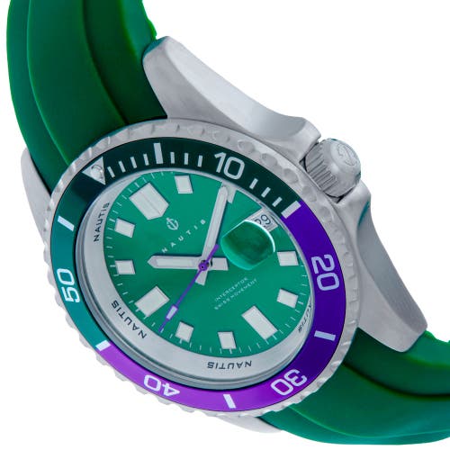 Nautis Interceptor Box Set With Interchangable Bands And Date Display In Green