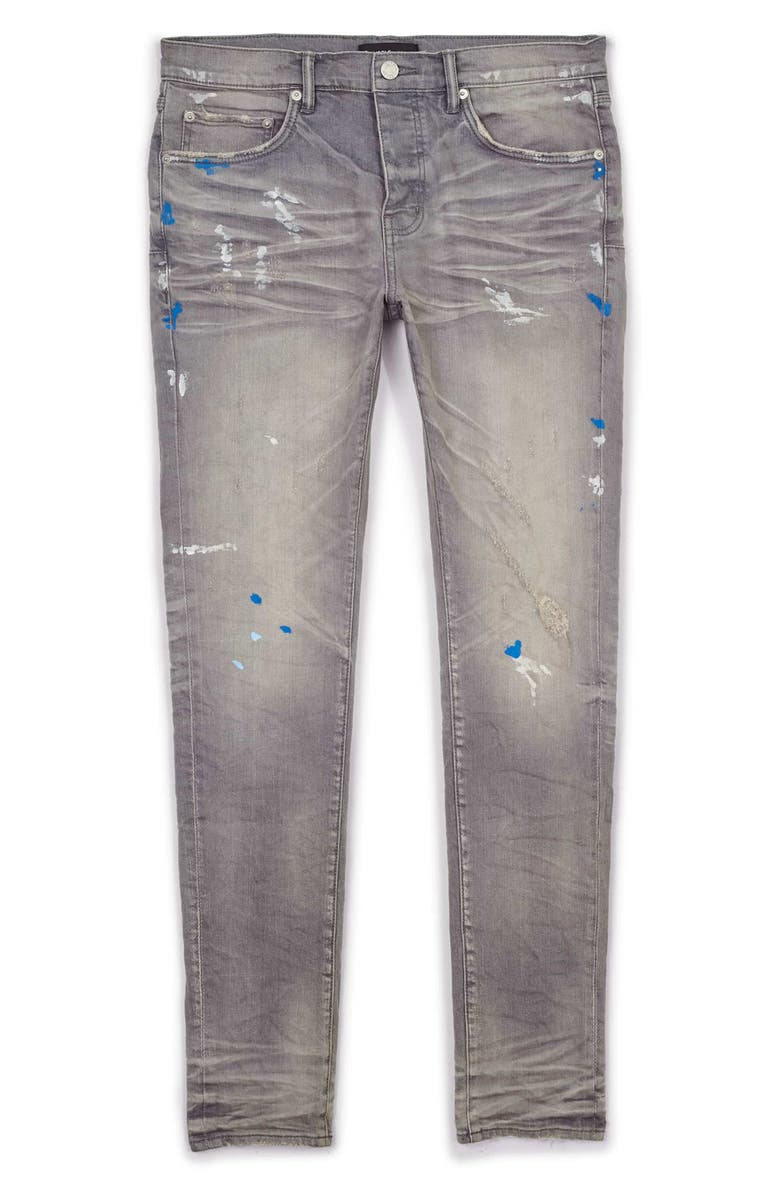 PURPLE BRAND PURPLE Paint Splatter Distressed Skinny Jeans, Alternate, color,