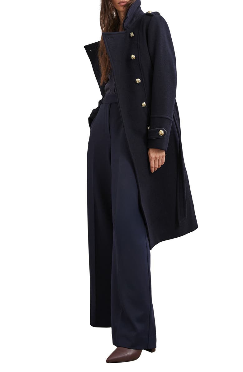 Reiss Farley Wool Blend Double Breasted Coat, Alternate, color, Farleynavy