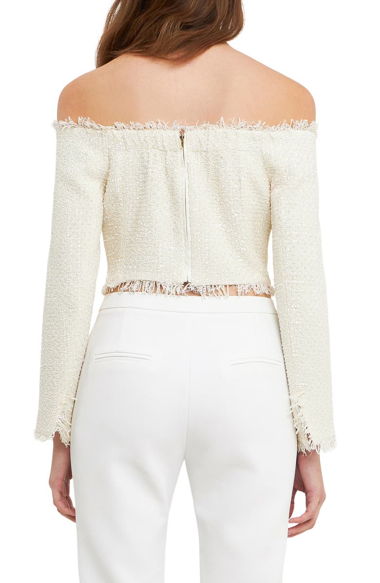Endless Rose Off the Shoulder Tweed Crop Top, Alternate, color, 