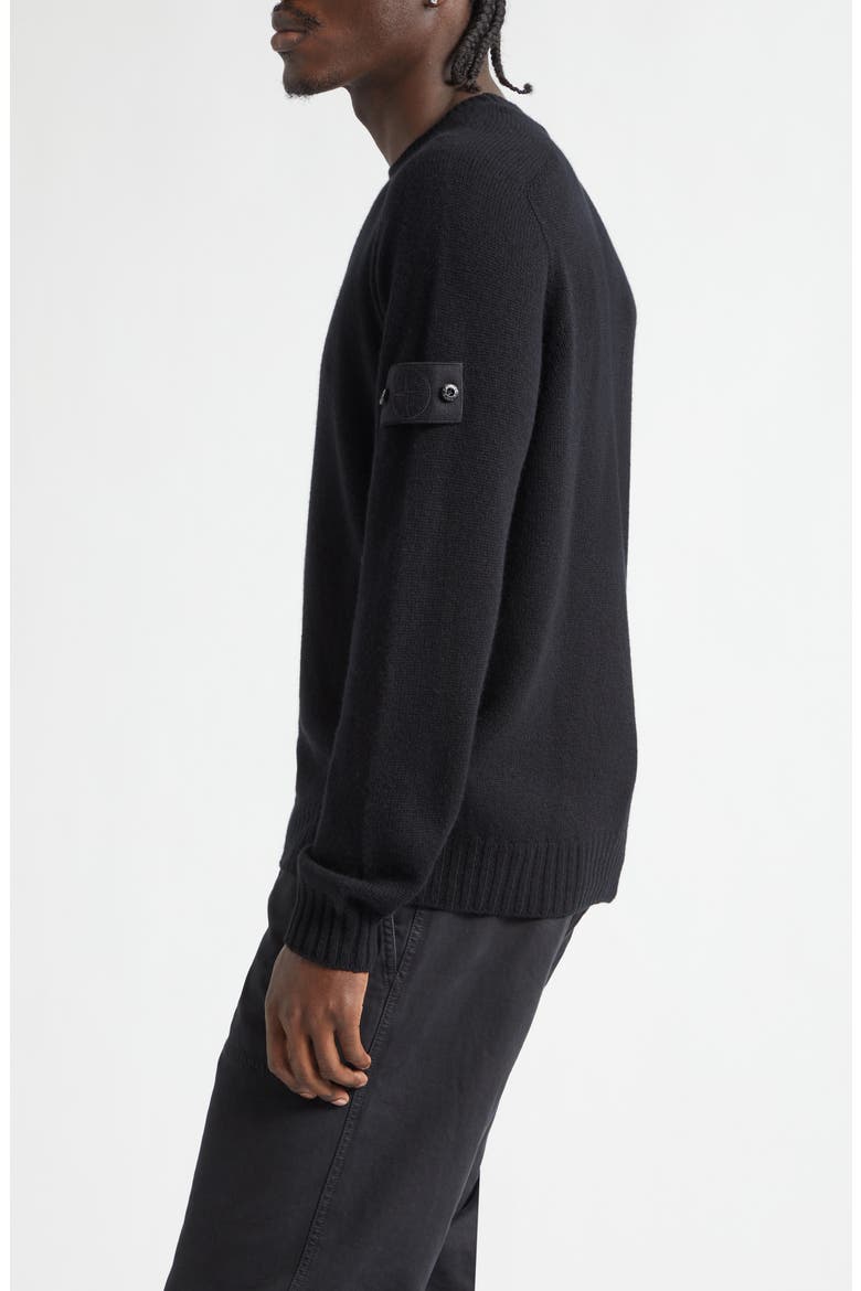 Compass Patch Cashmere Crewneck Sweater, Alternate, color, BLACK