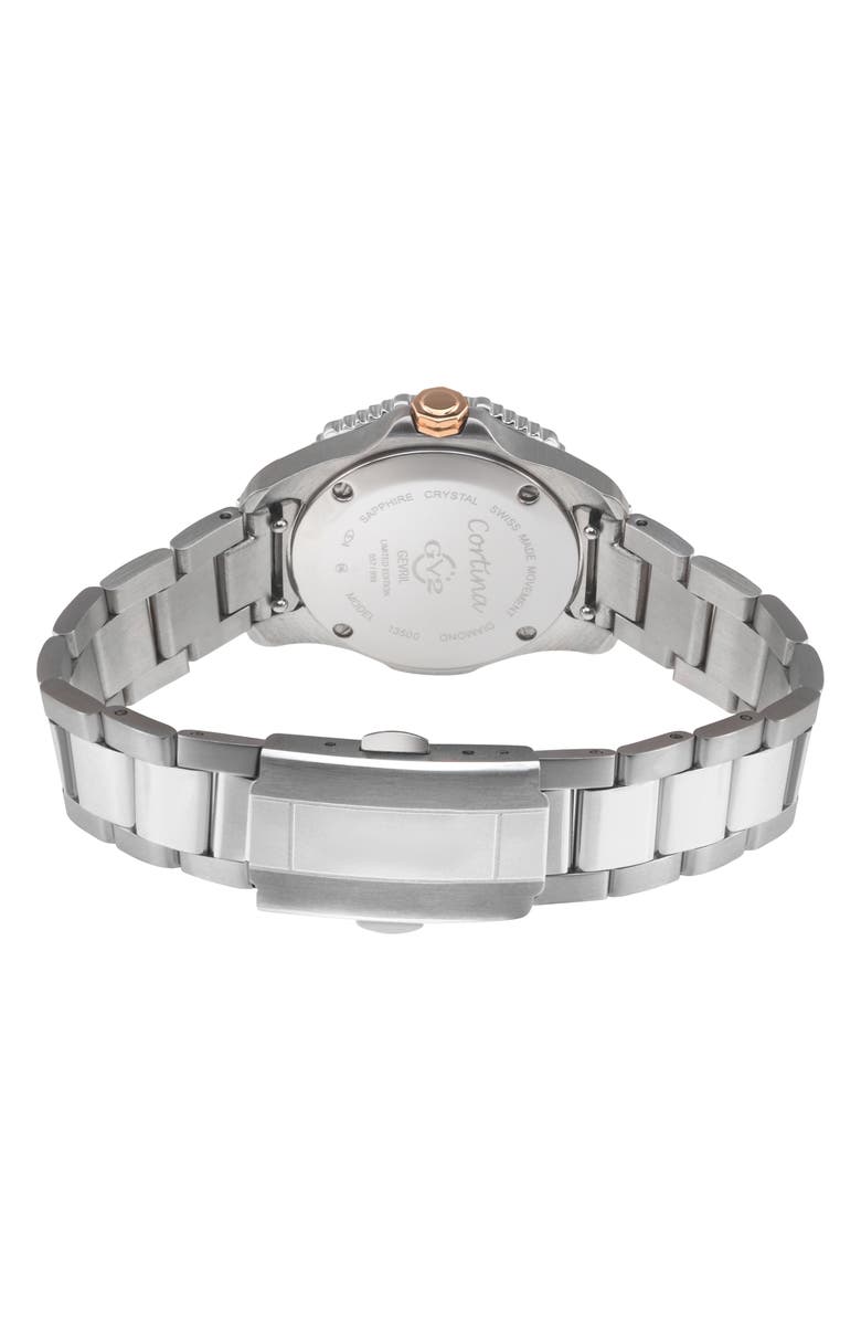 GV2 Cortina Mother-of-Pearl Diamond Bracelet Watch, 30mm, Alternate, color, Silver