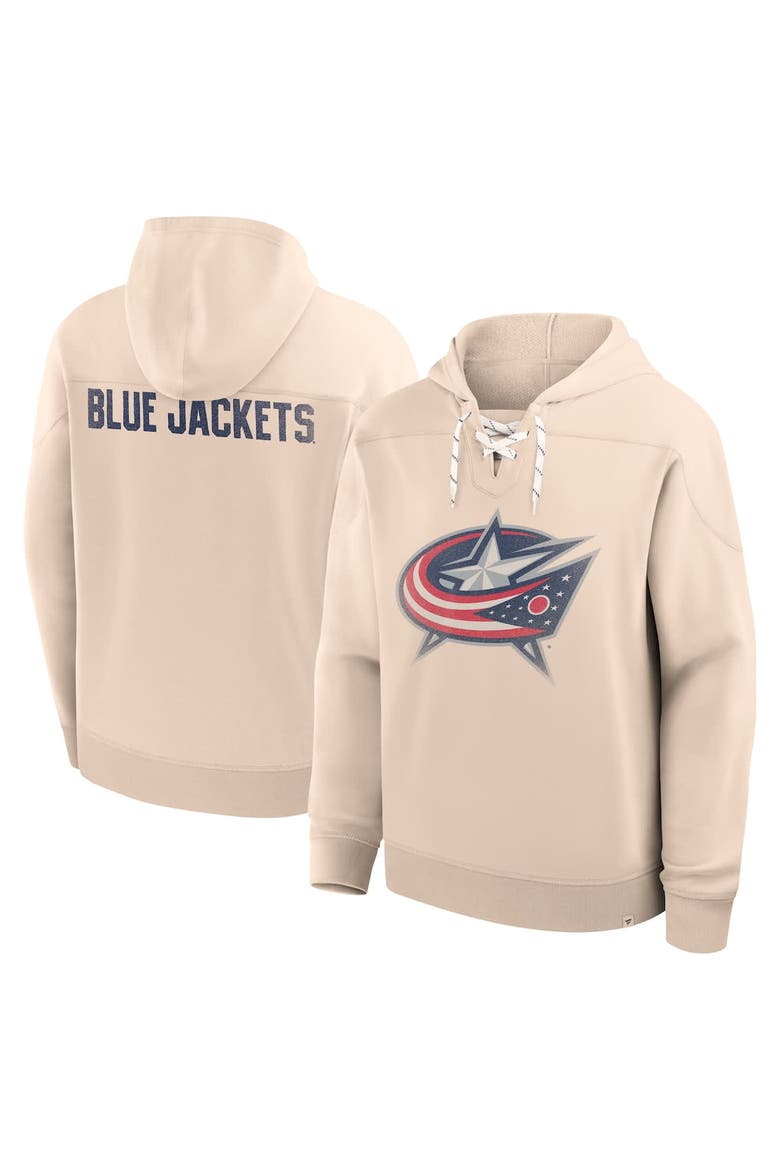 Men's Fanatics Cream Columbus Blue Jackets Vintage Hoodie, Alternate, color, Cream