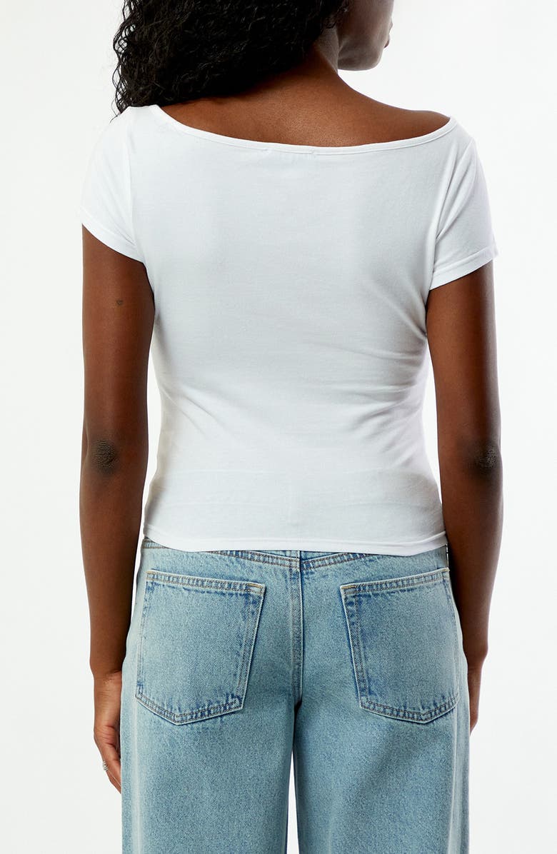 PacSun Off the Shoulder Maison Du Soleil Graphic Tee, Alternate, color, White