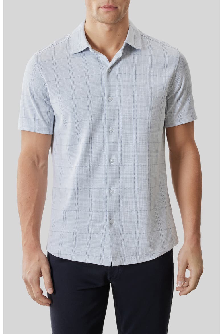 Allister Short Sleeve Knit Button-Up Shirt, Main, color, POWDER BLUE
