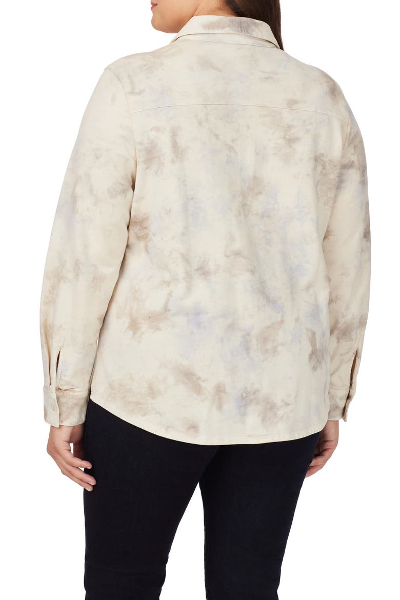 Zoey Tie Dye Cotton Button-Up Shirt, Alternate, color, IVORY MULTI