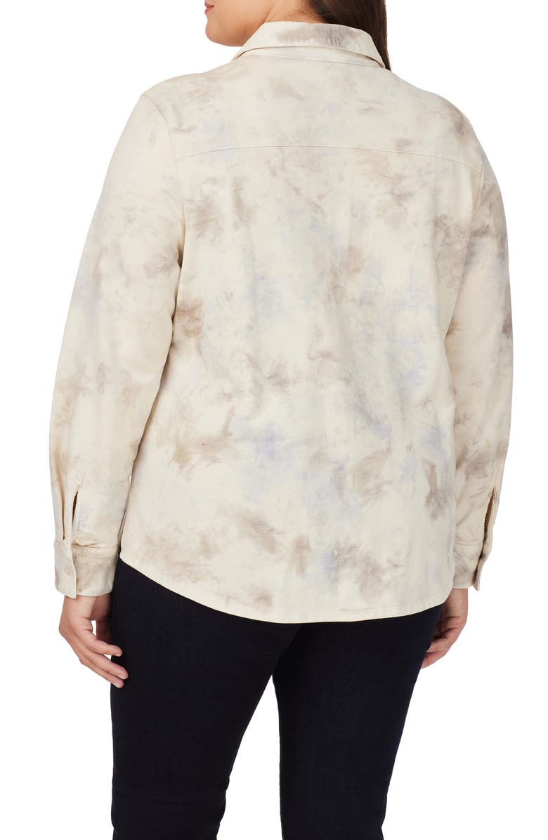 Foxcroft Zoey Tie Dye Cotton Button-Up Shirt, Alternate, color, Ivory Multi