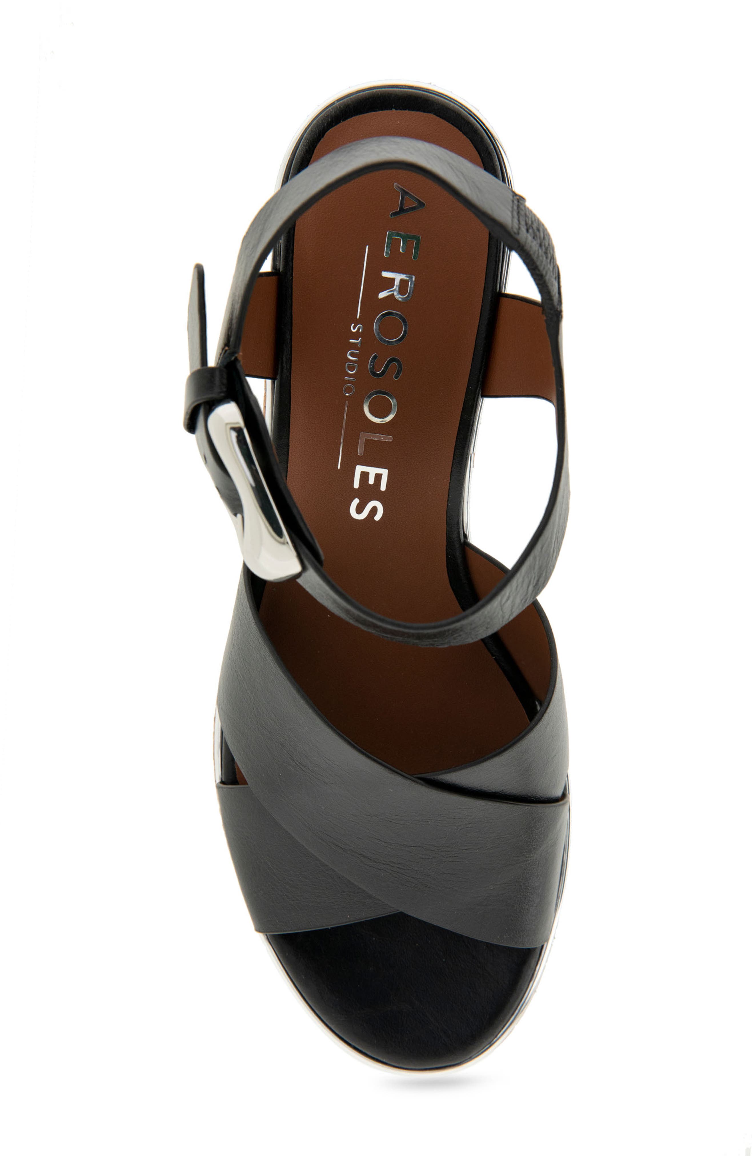 Aerosoles Zephyr Platform Sandal, Alternate, color, Black Burnished Leather