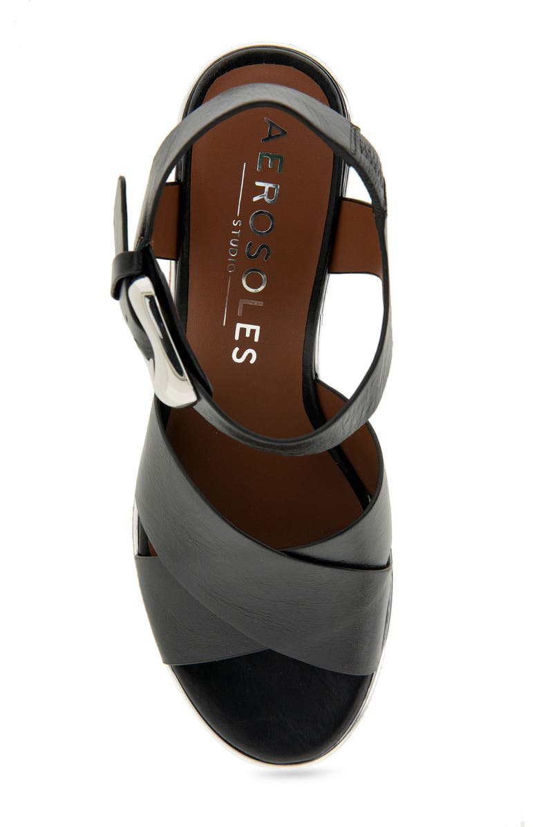 Aerosoles Zephyr Platform Sandal, Alternate, color, Black Burnished Leather