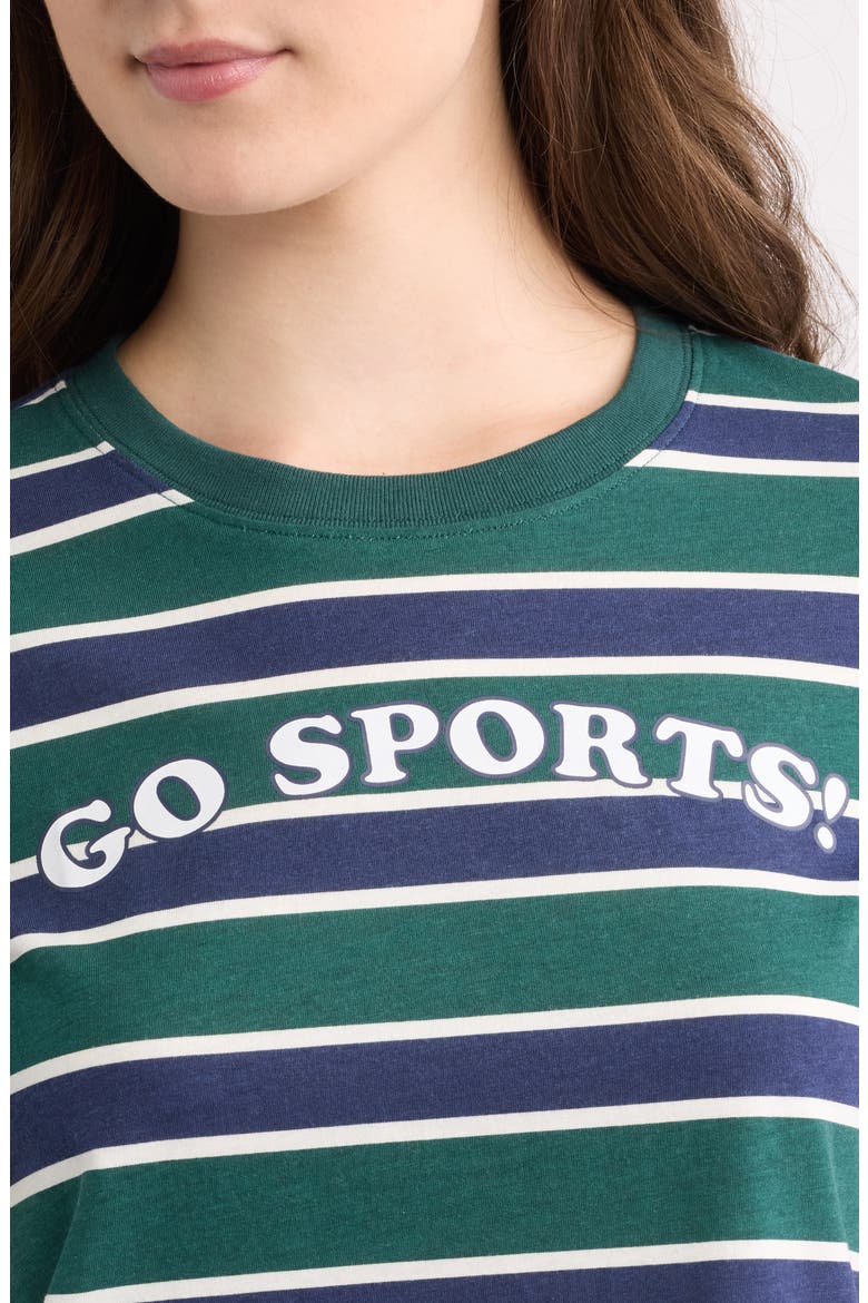 Go Sports Stripe Crop Graphic T-Shirt, Alternate, color, GREEN