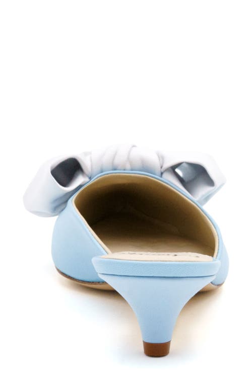 Amalfi By Rangoni Antica Pointed Toe Kitten Heel Mule In Light Jeans/white Parm Bow