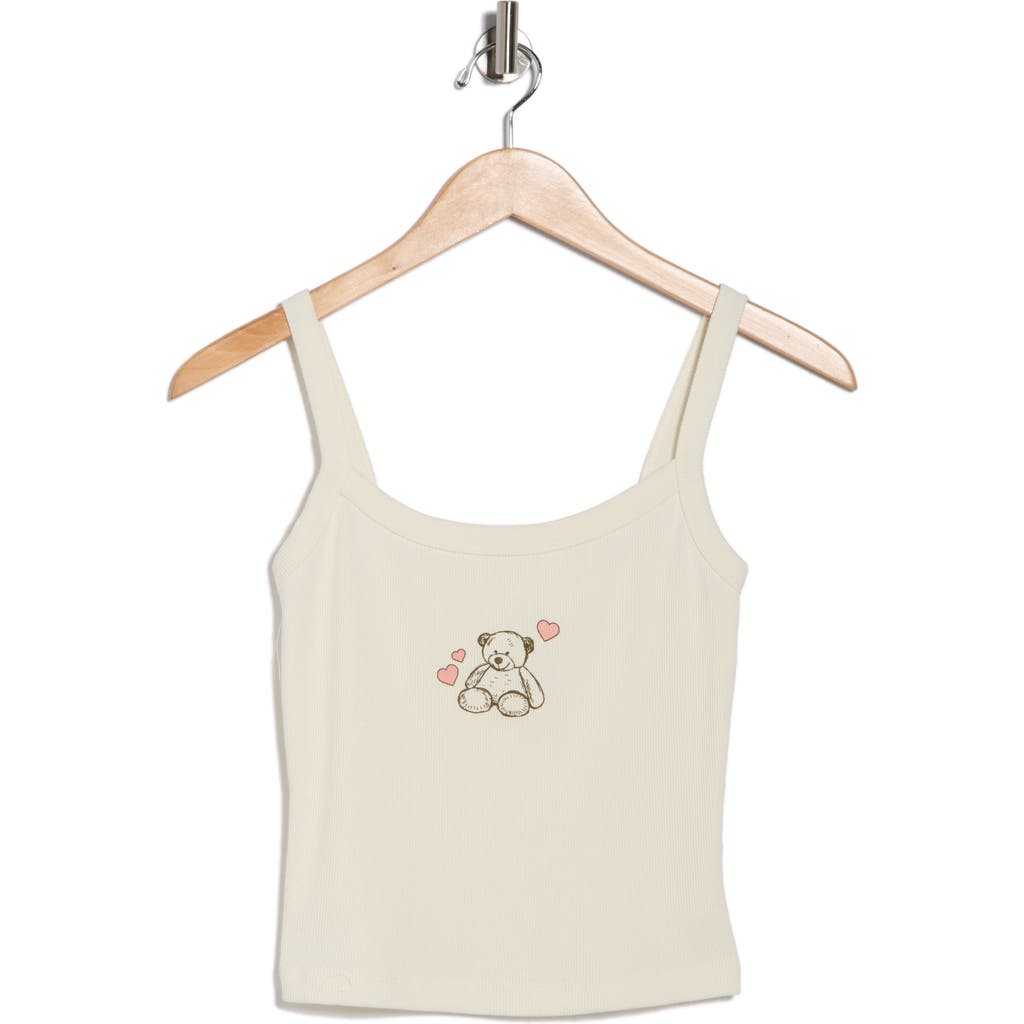 Hi Res Teddy Bear Hearts Rib Tank In White
