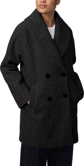 Shawl Collar Double Breasted Faux Shearling Coat
