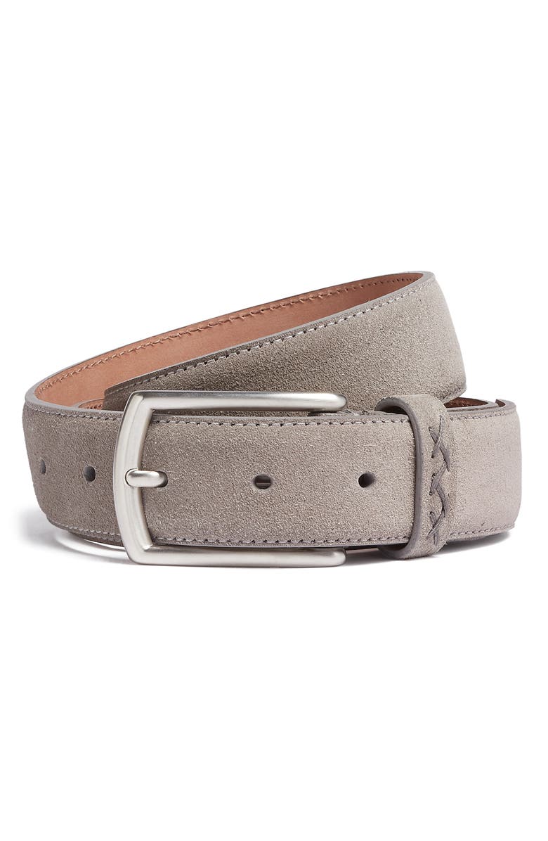 ZEGNA Suede Belt, Main, color, Grey