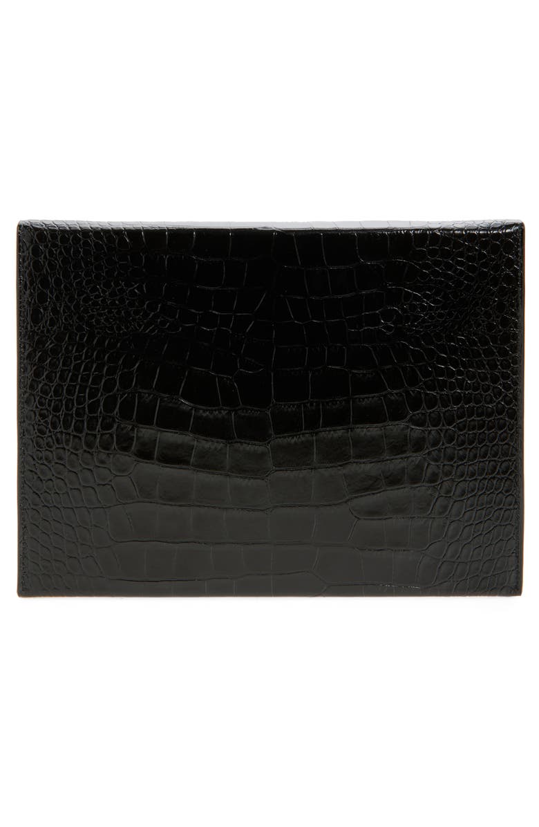TOM FORD Croc Embossed Patent Leather Clutch, Alternate, color, 1N001 Black
