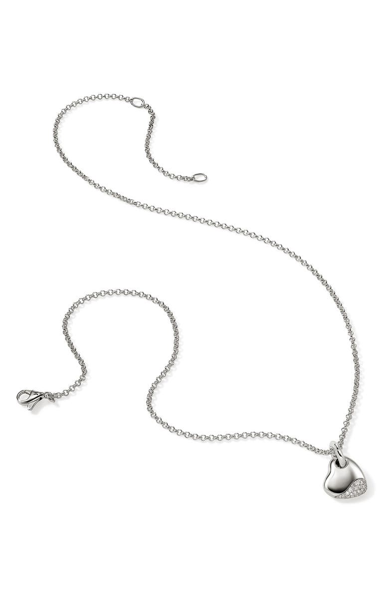 John Hardy Pebble Heart Pavé Diamond Short Pendant Necklace, Alternate, color, 