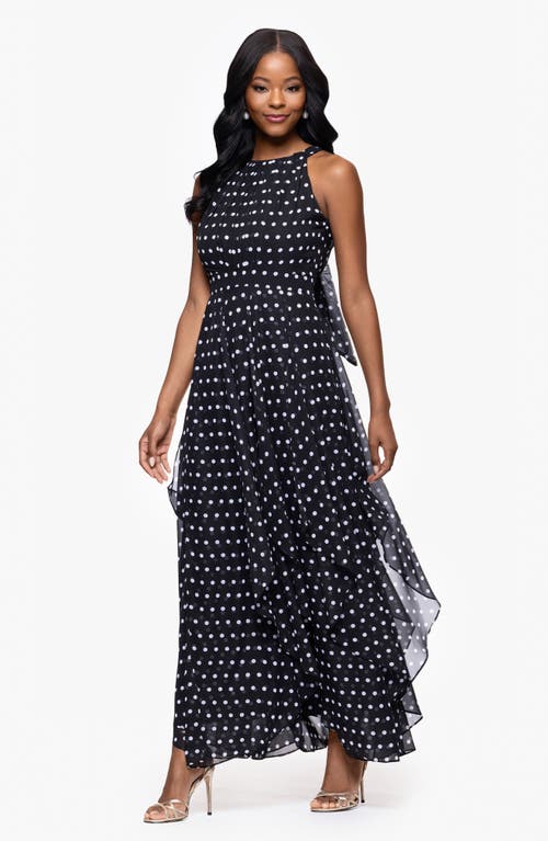 Betsy & Adam Polka Dot Handkerchief Hem Gown