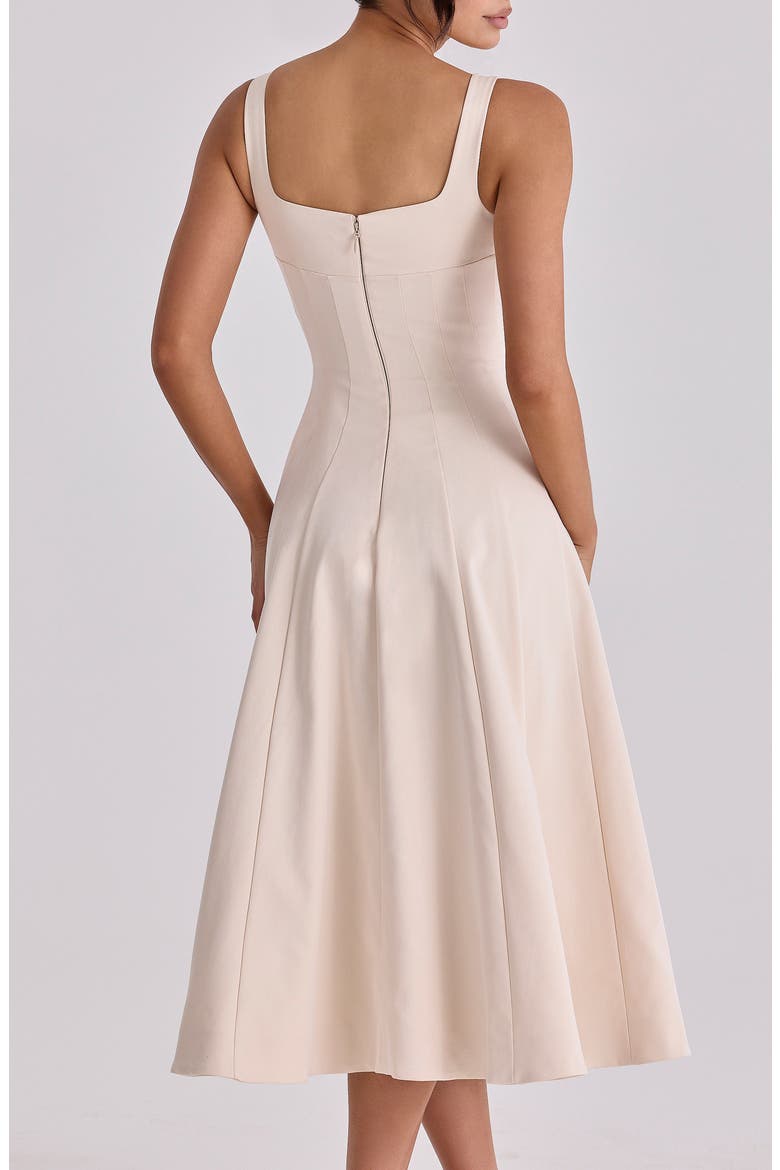 Carlotta Twill Fit & Flare Dress, Alternate, color, IVORY