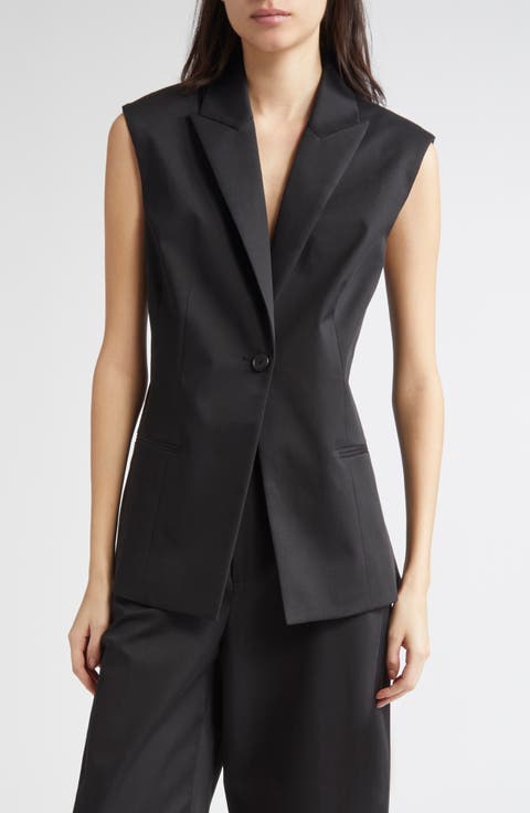 Chiara Sleeveless Stretch Cotton Blazer