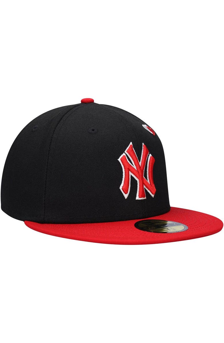 New Era Men's New Era Black/Red New York Yankees Heart Eyes 59FIFTY Fitted Hat, Alternate, color,