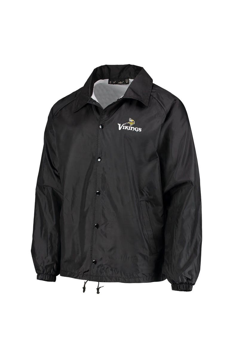 DUNBROOKE Men's Black Minnesota Vikings Coaches Classic Raglan Full-Snap Windbreaker Jacket, Alternate, color, Black