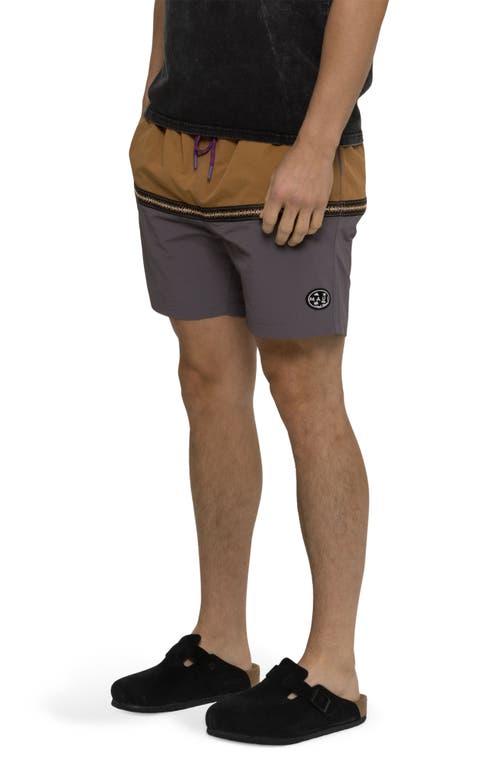 Maui And Sons Maui & Sons Granite Colorblock Nylon Swim Trunks In Iron
