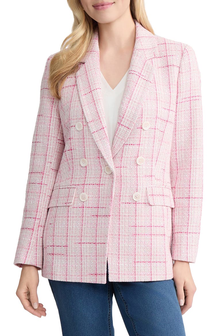 Faux Double Breasted Tweed Jacket, Main, color, PETAL PINK MULTI
