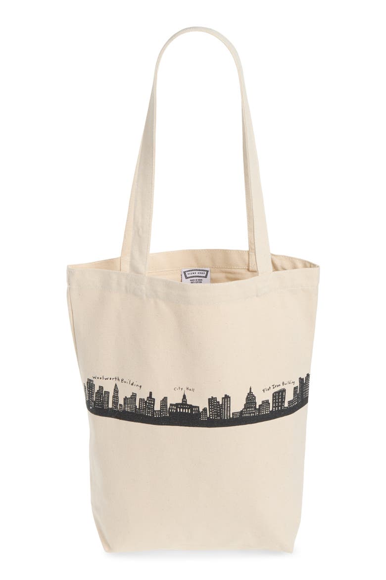 212 Skyline Canvas Tote, Main, color, WHITE/ BLACK